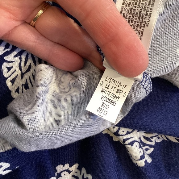 Old Navy Cap Sleeve Tie Wrap Dress Size SOFT XXL Style 576172 NWT Navy & White - Picture 4 of 8